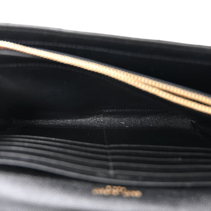 Saint Laurent Grain De Poudre Matelasse Chevron Monogram Chain Wallet Black 5 of 10