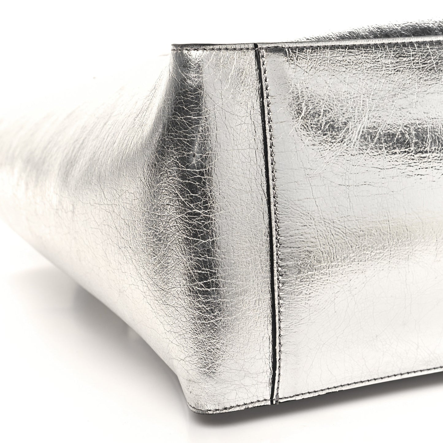 Metallic Eco Alter Nappa East West Perforated Tote Silver