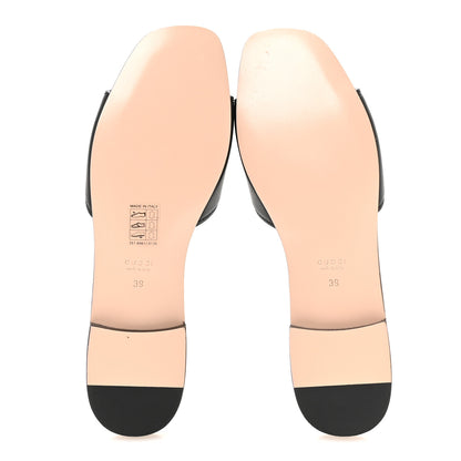 Gucci Cosmos Softy Calfskin Interlocking G Cut Out Slide Sandals 39 Black 6 of 8