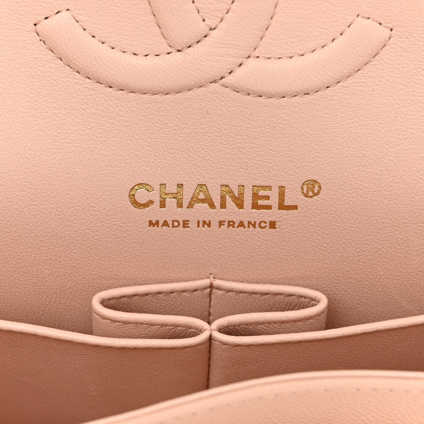 Caviar Quilted Medium Double Flap Light Beige