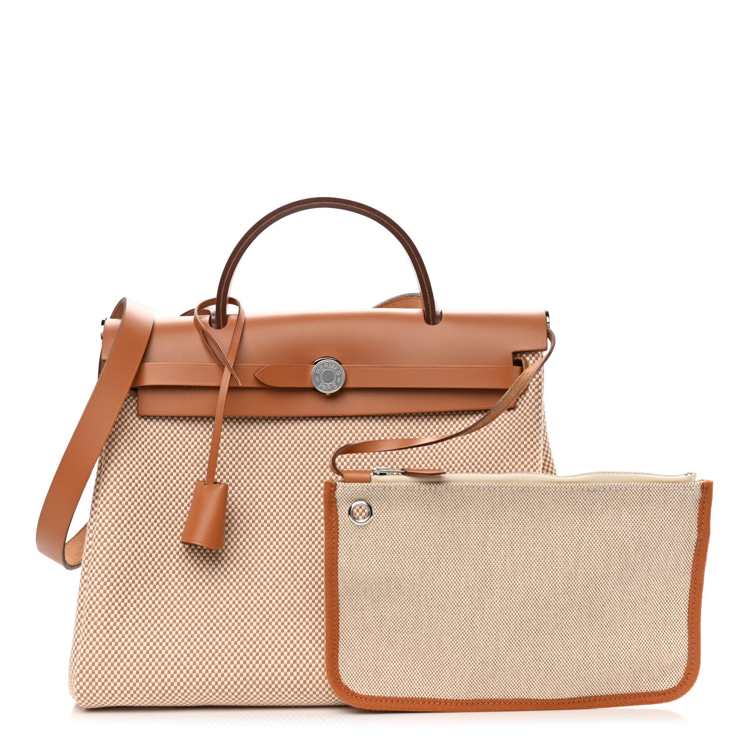 Hermes Vache Hunter Criss Viking Herbag Zip Retourne 31 PM Ecru Beige Naturel 1 of 9