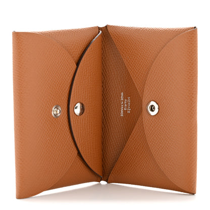 Hermes Epsom Calvi Duo Card Case Gold 5 of 9