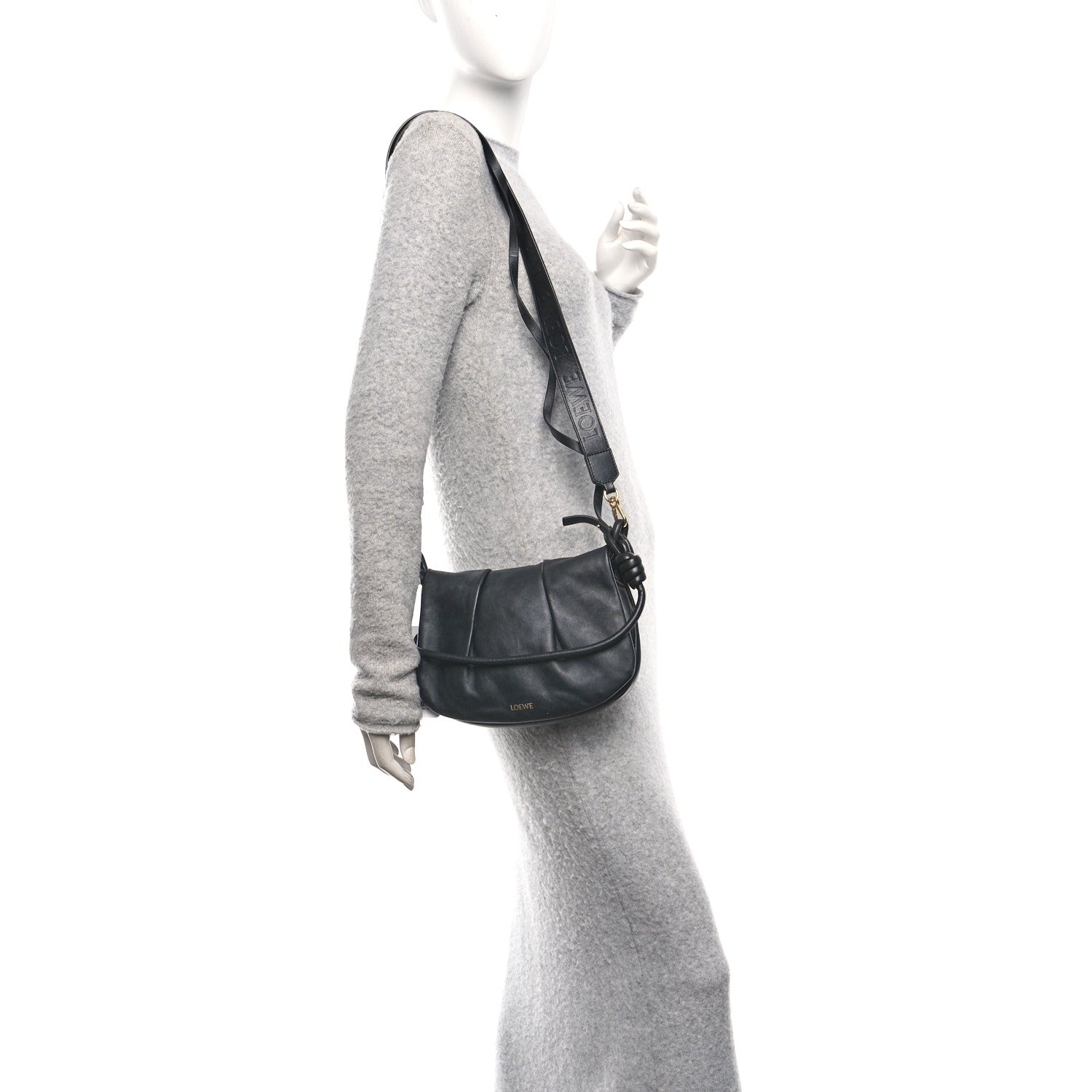 Loewe Shiny Nappa Calfskin Paseo Satchel Black 2 of 9