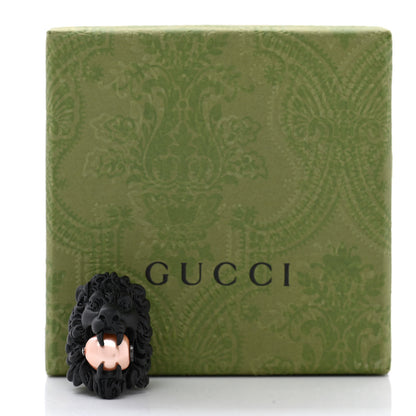 Gucci Glass Pearl Lion Head Ring 8 Black Pink 6 of 6