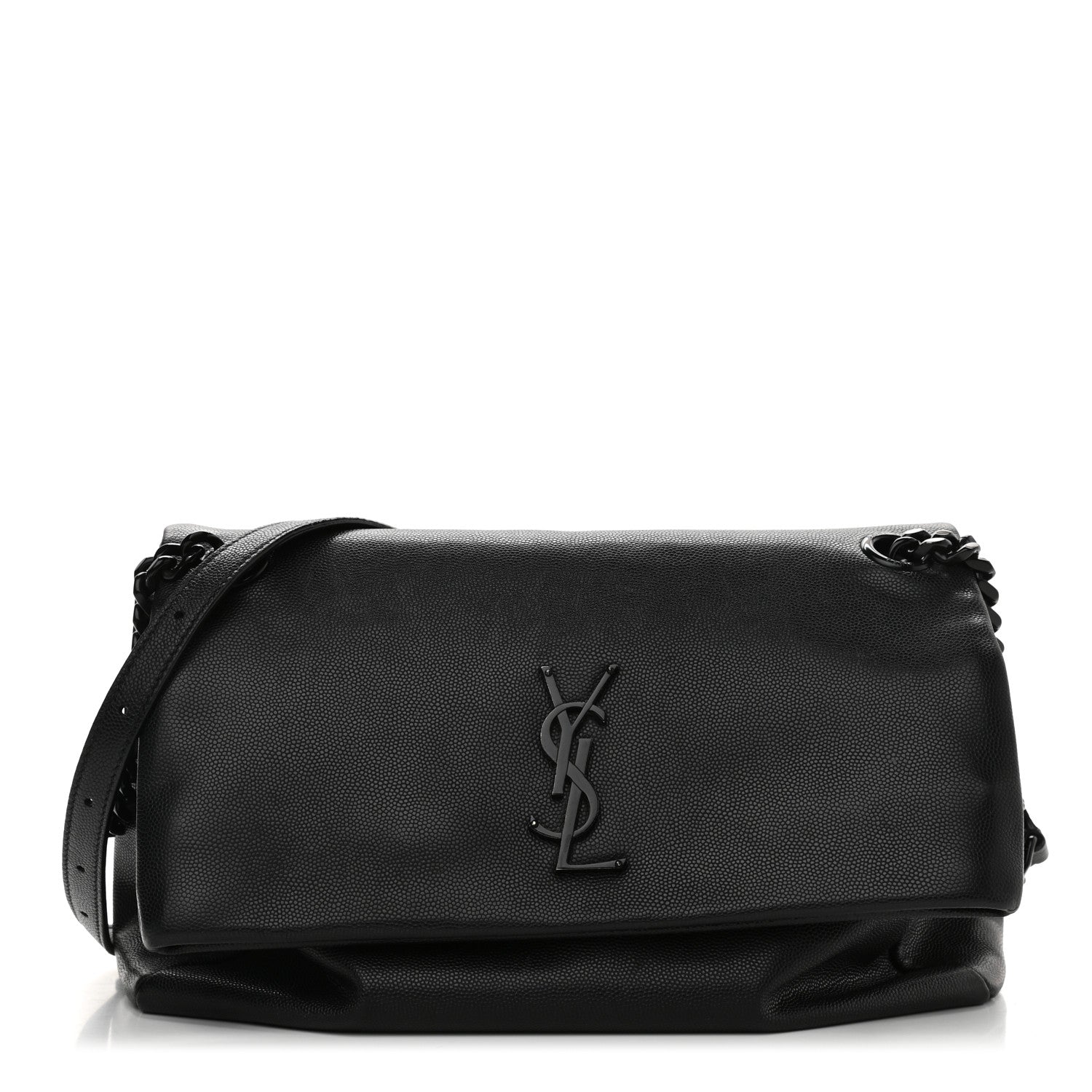 Saint Laurent Grain De Poudre Medium West Hollywood Monogram Fold-Over Black 1 of 13