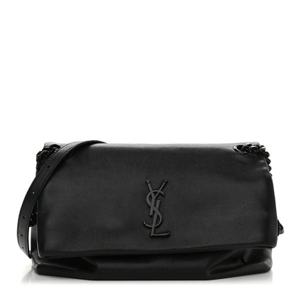 Saint Laurent Grain De Poudre Medium West Hollywood Monogram Fold-Over Black 1 of 13