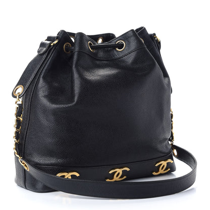 Chanel Caviar CC Drawstring Shoulder Bag Black 4 of 11