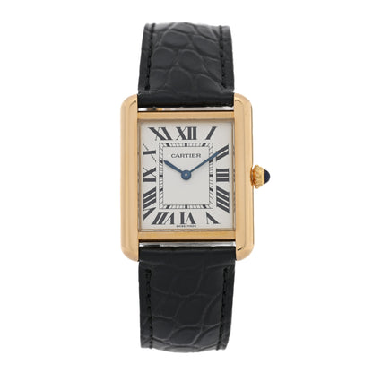 Cartier Stainless Steel 18K Yellow Gold Alligator 24mm Tank Solo Quartz Watch 1 of 4