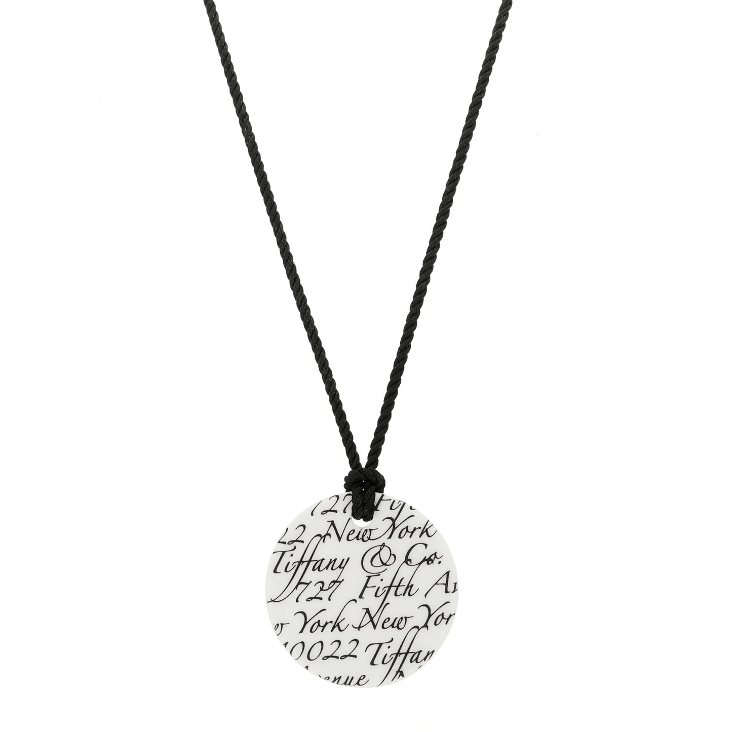 Sterling Silver Bone China Notes Round Pendant Cord Necklace Black White