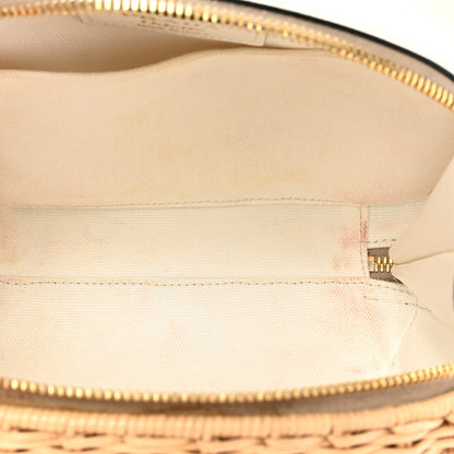 Prada Wicker Saffiano Midolino Odette Top Handle Bag Tan White 5 of 22