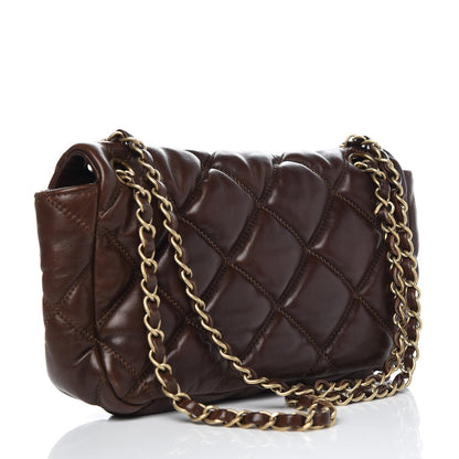 Chanel Lambskin Small Bubble Quilt Flap Bag Brown 3 of 8