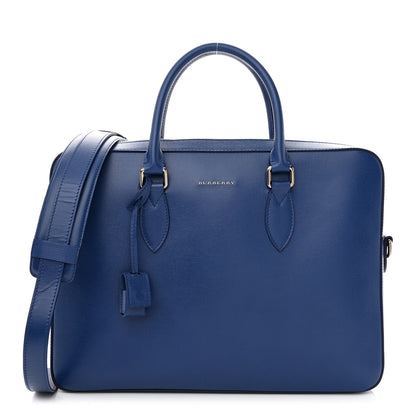 Burberry Textured Calfskin Barrow Briefcase Deep Blue 1 of 16