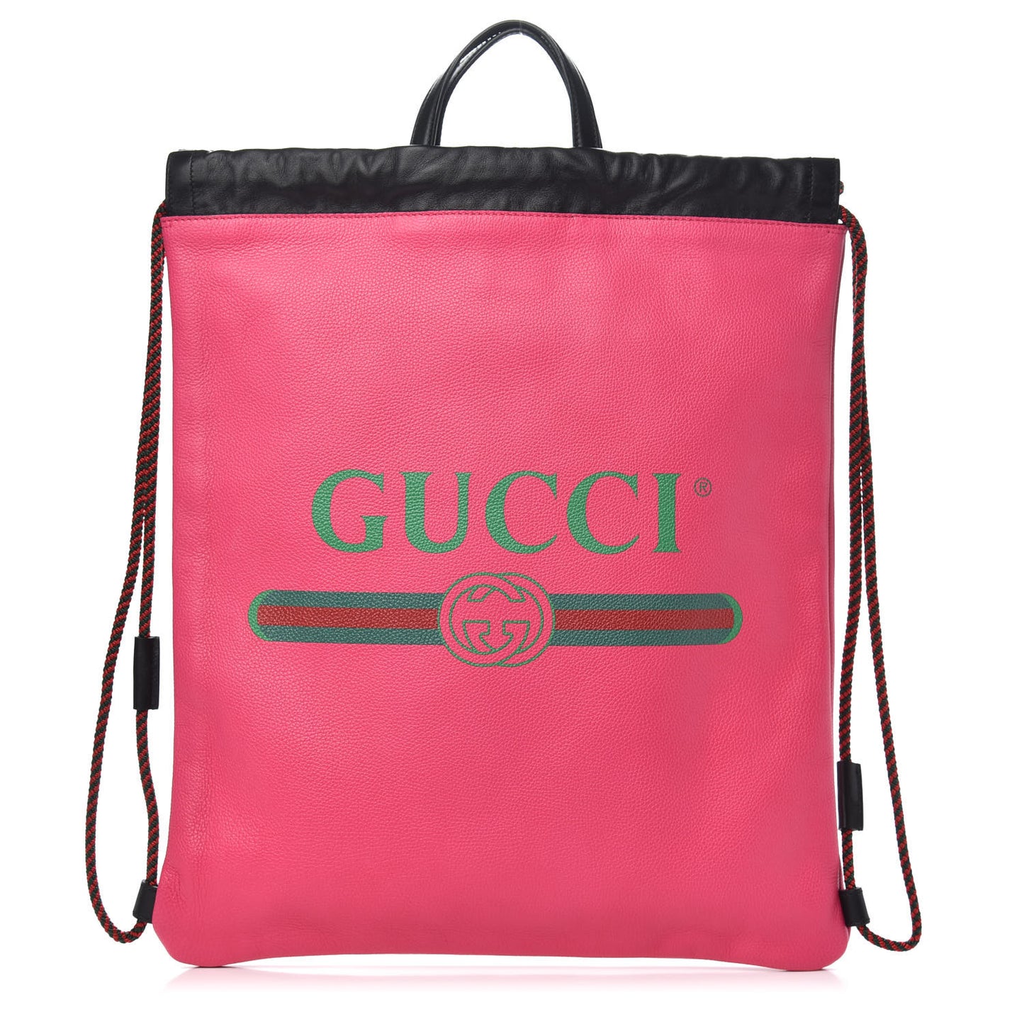 Grained Calfskin Logo Drawstring Backpack Box Pink Green Black