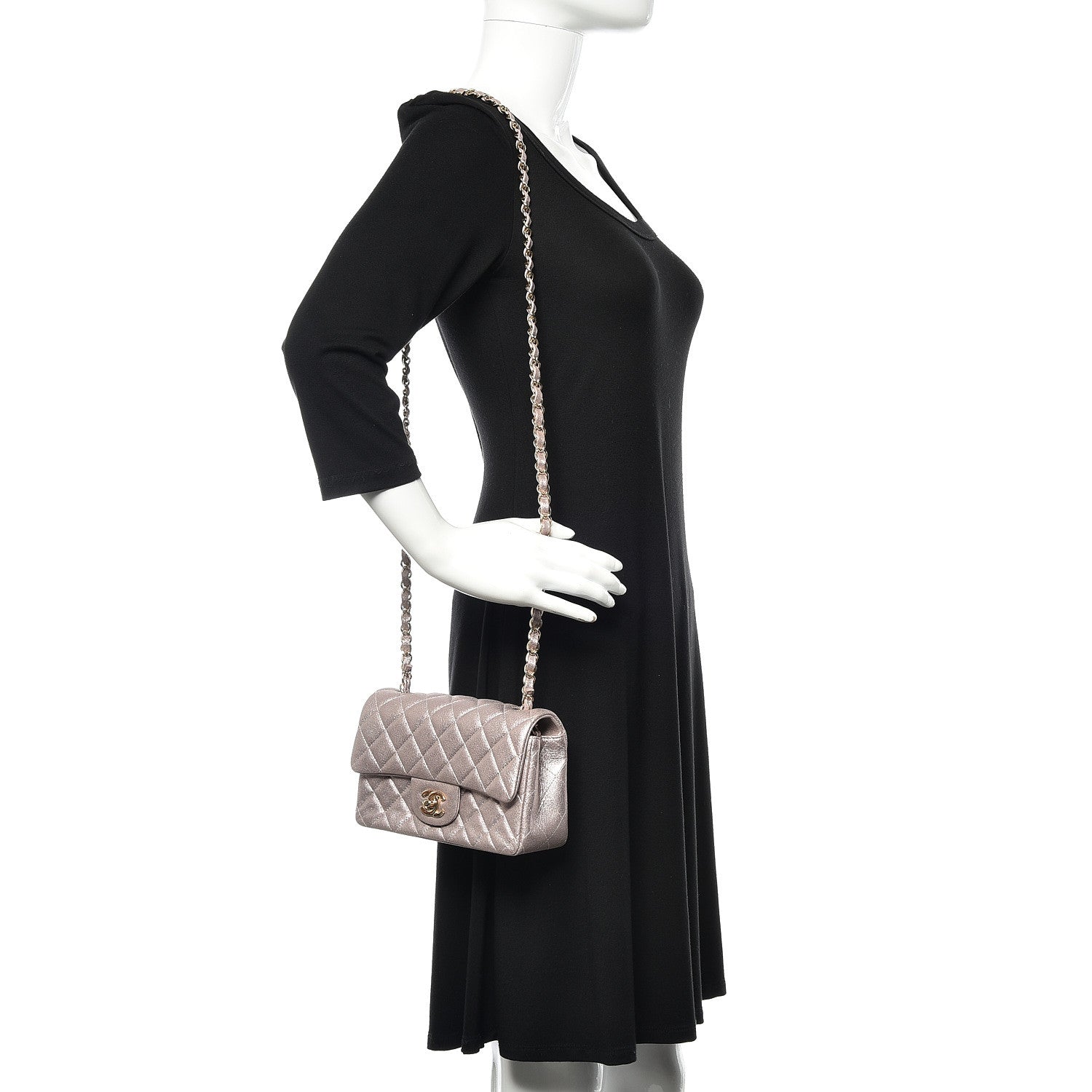 Chanel Metallic Goatskin Quilted Mini Rectangular Flap Pink 2 of 11