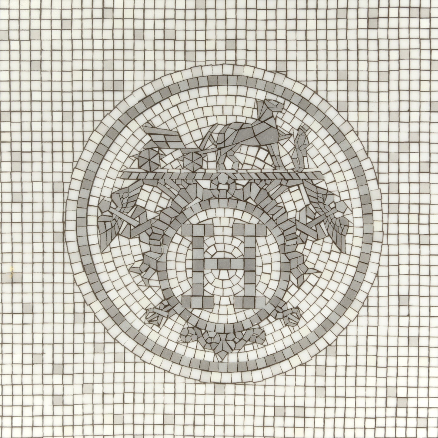 Porcelain Mosaique Au 24 Platinum Square Plate N°3