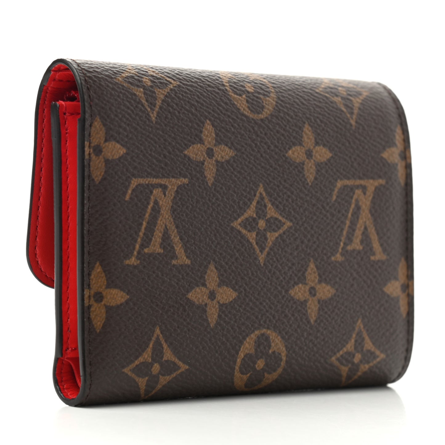 Monogram Flower Lock Compact Wallet Coquelicot