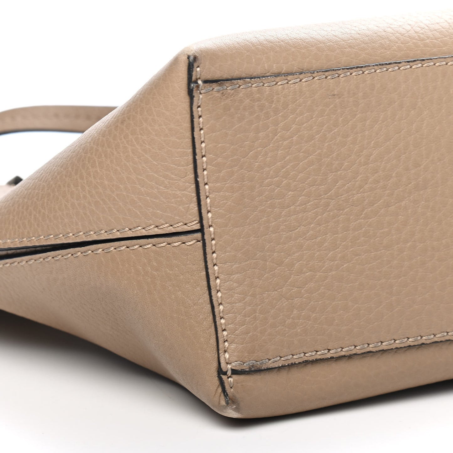 Grained Calfskin Small Rockstud Shoulder Tote Beige