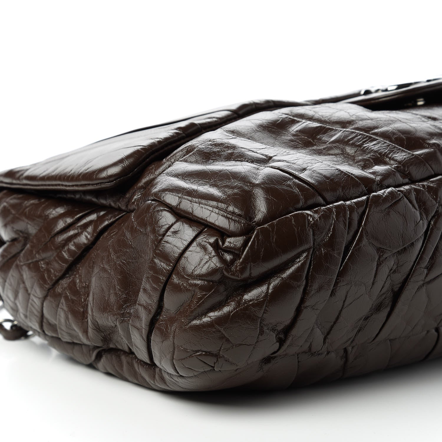 Chanel Glazed Calfskin Twisted Maxi Flap Dark Brown 6 of 11