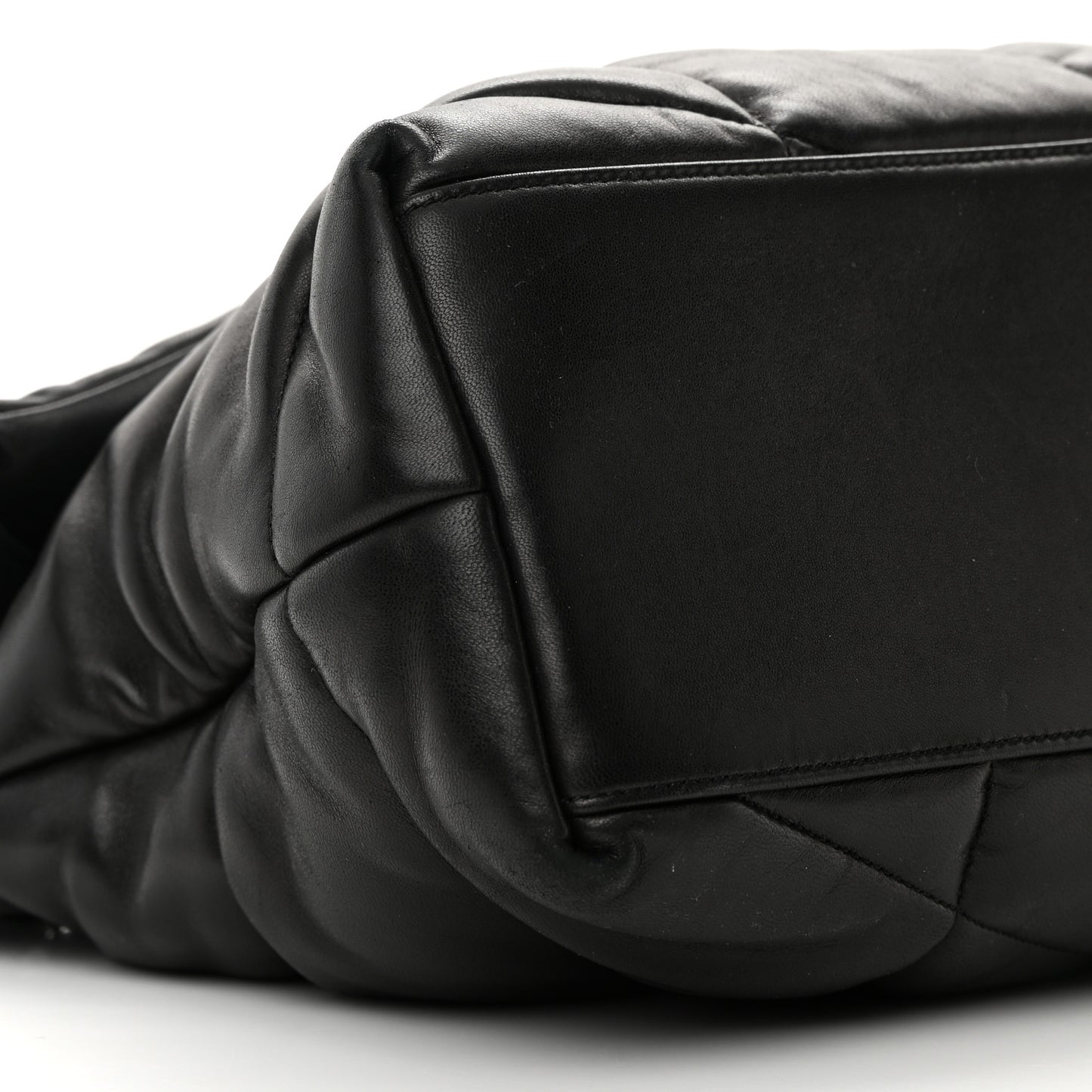 Lambskin Quilted Monogram Monochrome Medium Loulou Puffer Chain Satchel Black