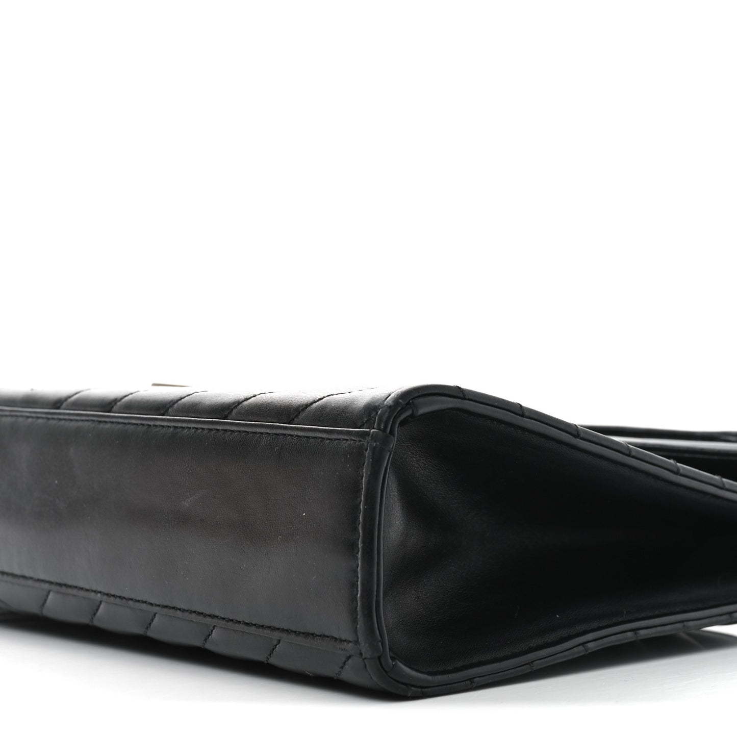 Smooth Calfskin Matelasse Chevron Large Monogram Satchel Black