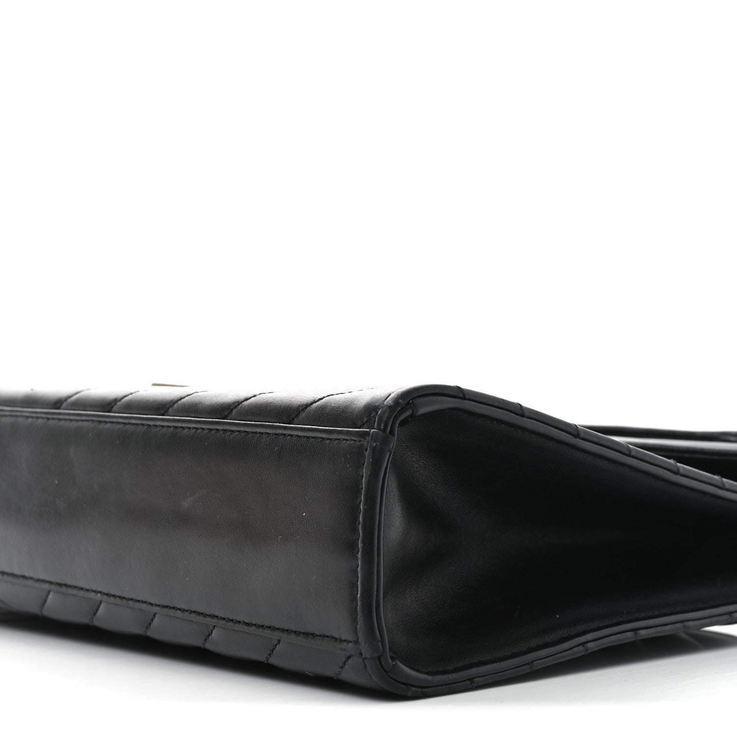 Saint Laurent Smooth Calfskin Matelasse Chevron Large Monogram Satchel Black 10 of 10