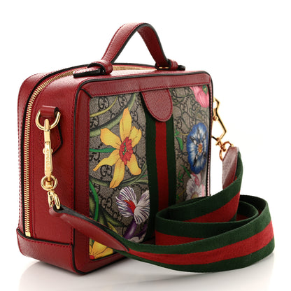 Gucci GG Supreme Monogram Flora Web Small Ophidia Top Handle Shoulder Bag Hibiscus Red 3 of 23