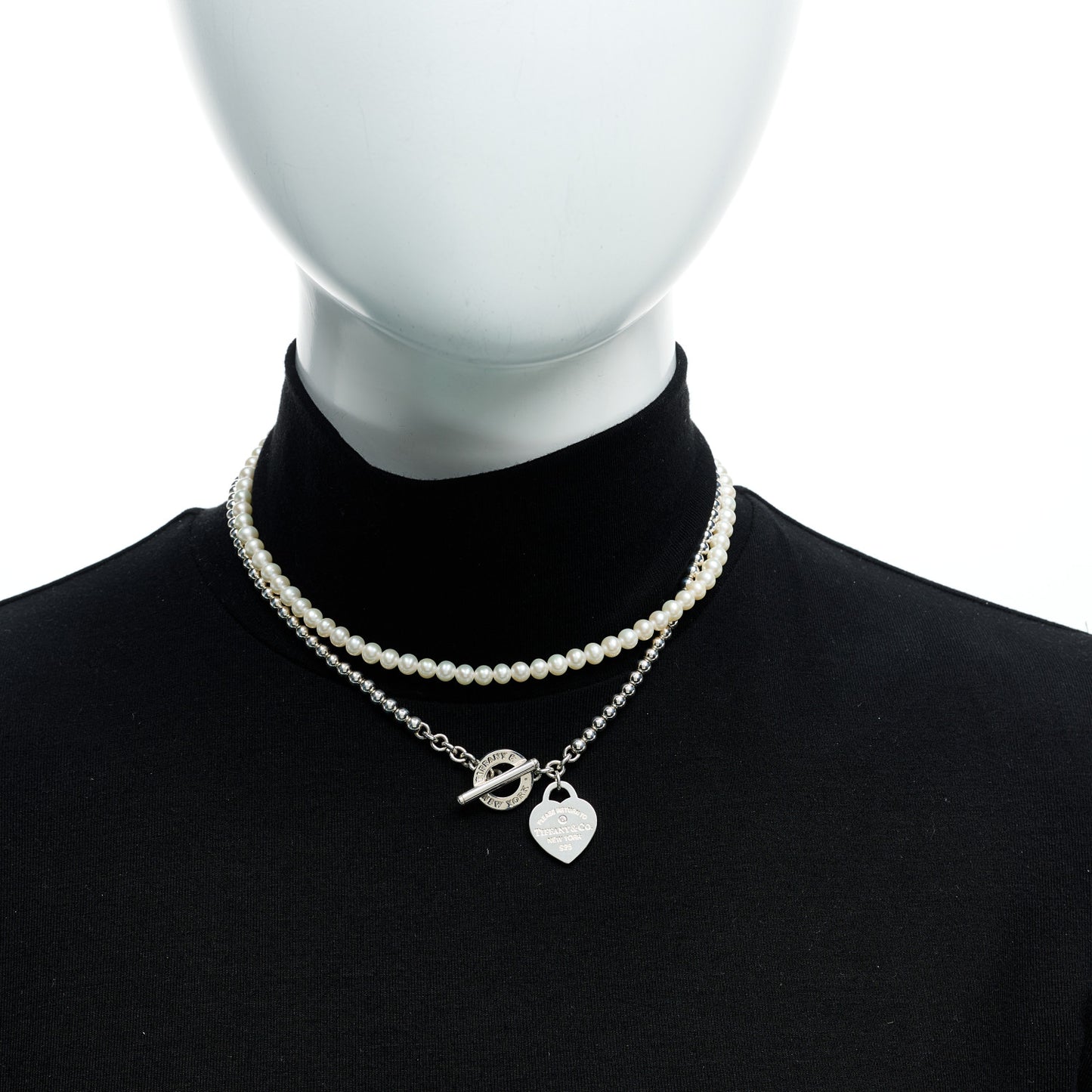 Sterling Silver Diamond Cultured Pearl Return to Tiffany Wrap Necklace
