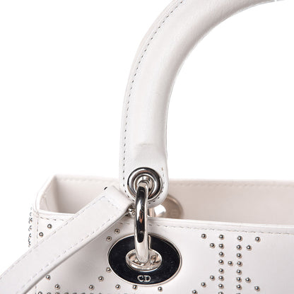 Christian Dior Lambskin Studded Cannage Medium Lady Dior White 9 of 14