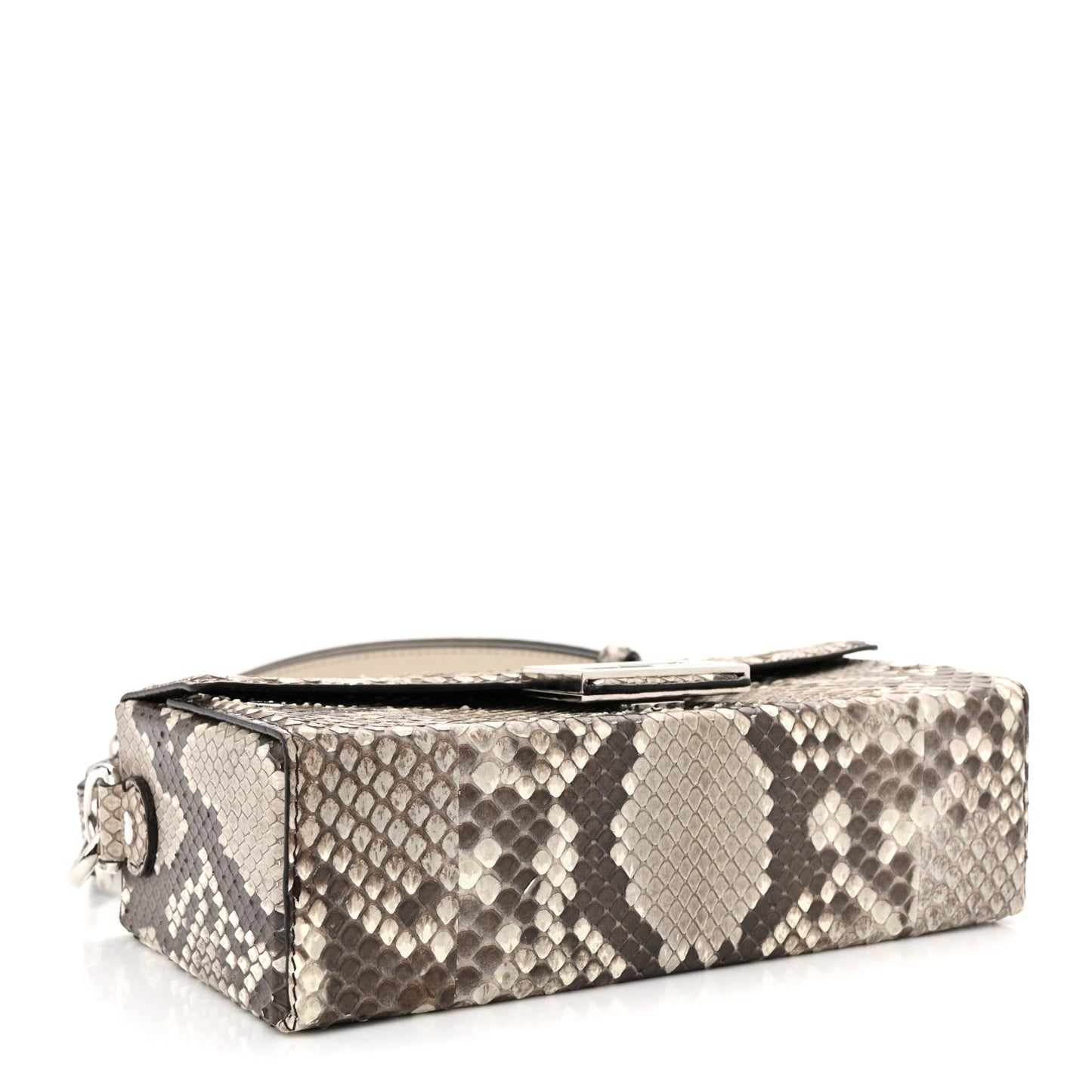 Snakeskin Baguette Soft Trunk White Camelia