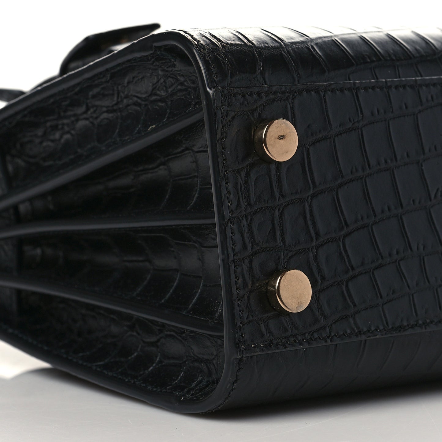 Calfskin Crocodile Embossed Nano Sac De Jour Black