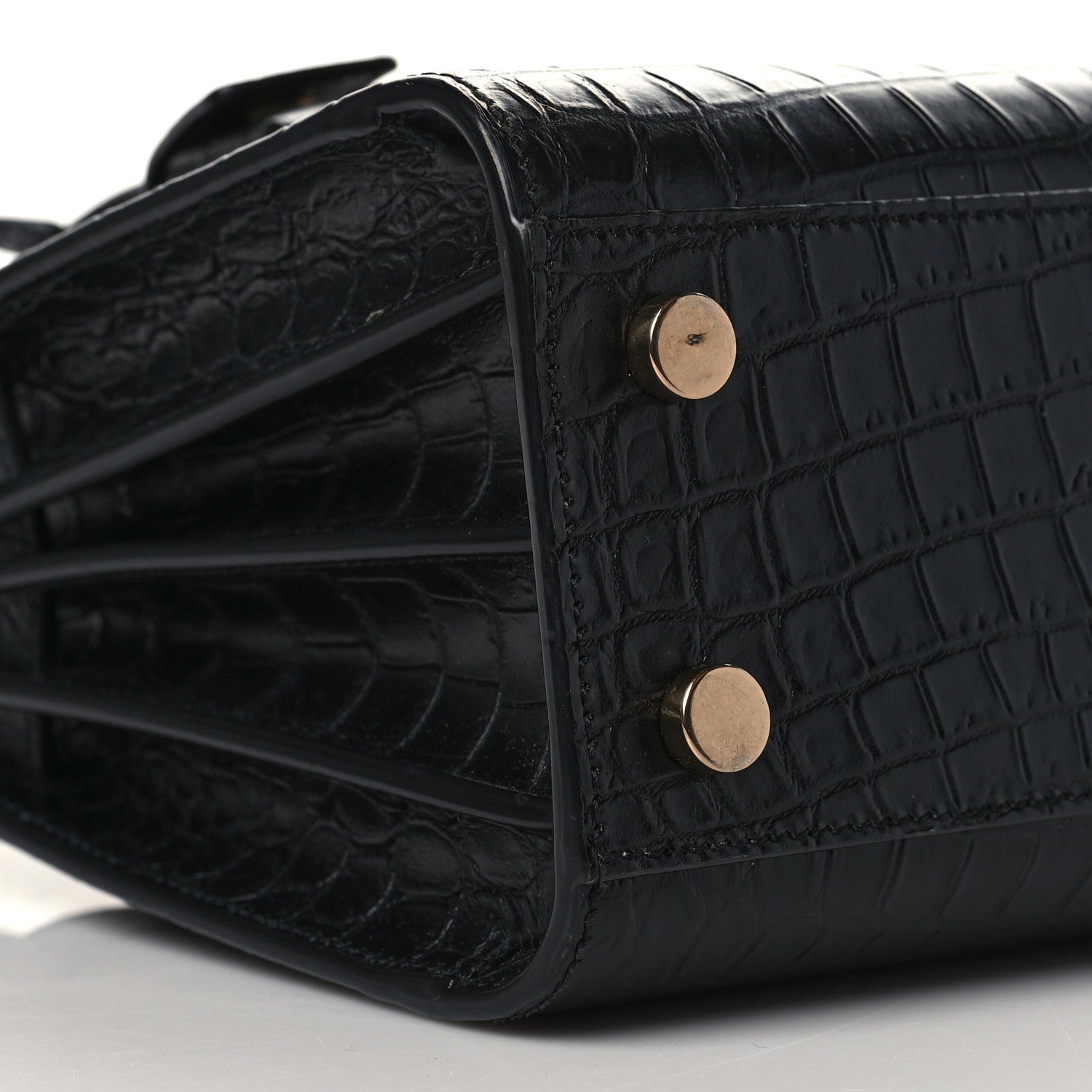Saint Laurent Calfskin Crocodile Embossed Nano Sac De Jour Black 8 of 9