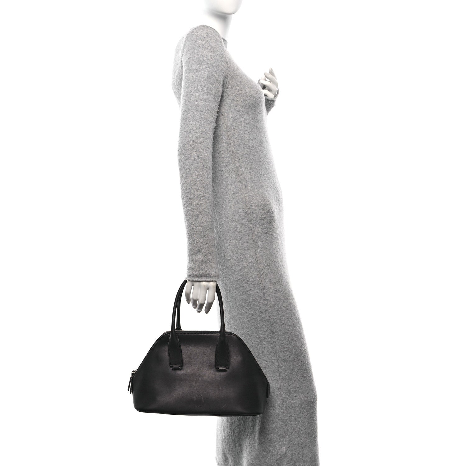 The Row Polished Saddle Calfskin Medium Devon Bag Black 4 of 17