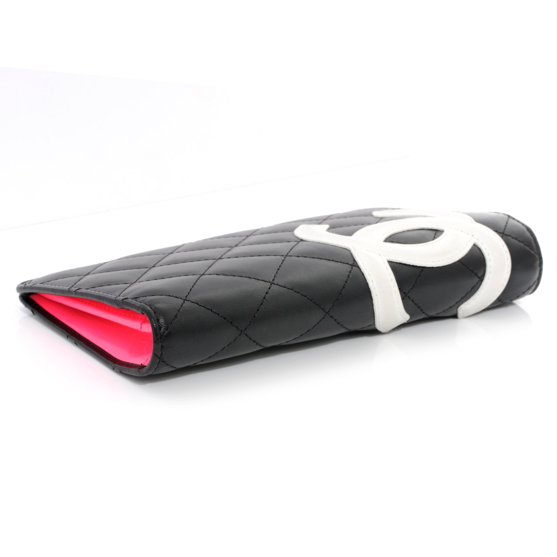 Chanel Calfskin Quilted Cambon Yen Wallet Black White 3 of 7