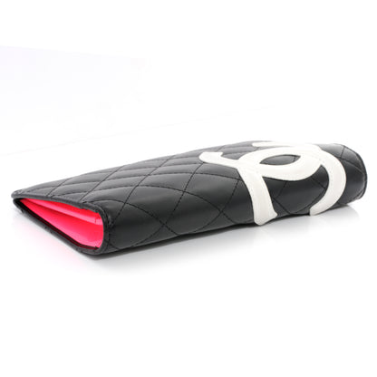 Chanel Calfskin Quilted Cambon Yen Wallet Black White 3 of 7