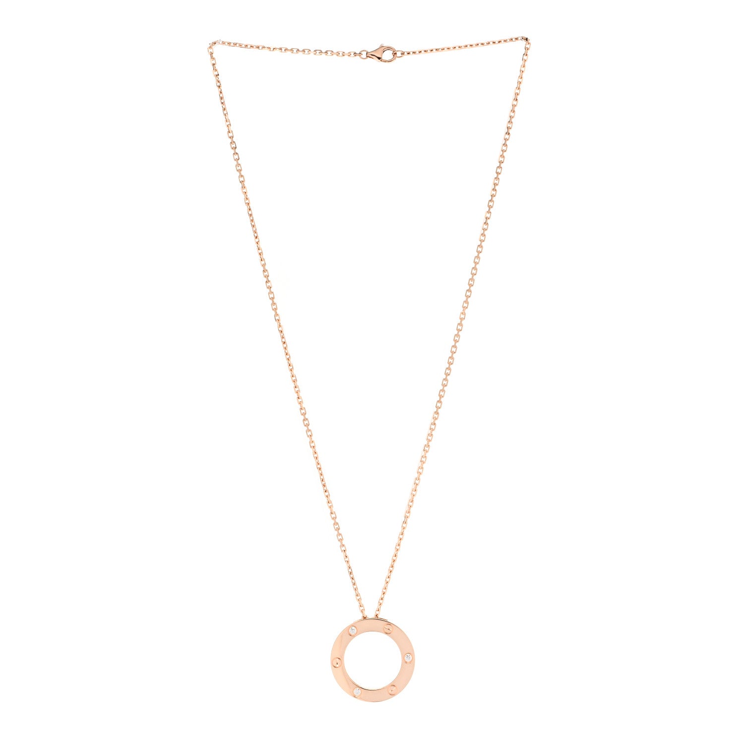 Cartier 18K Pink Gold 3 Diamonds LOVE Pendant Necklace 3 of 6