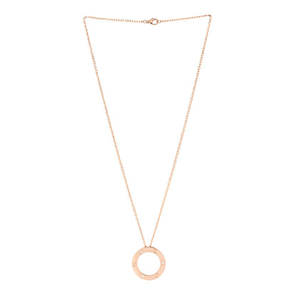 Cartier 18K Pink Gold 3 Diamonds LOVE Pendant Necklace 3 of 6