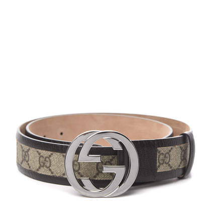 Gucci GG Plus Monogram Niagara Lux Calfskin Interlocking G 40mm Belt 90 36 Beige Ebony Cocoa 1 of 6