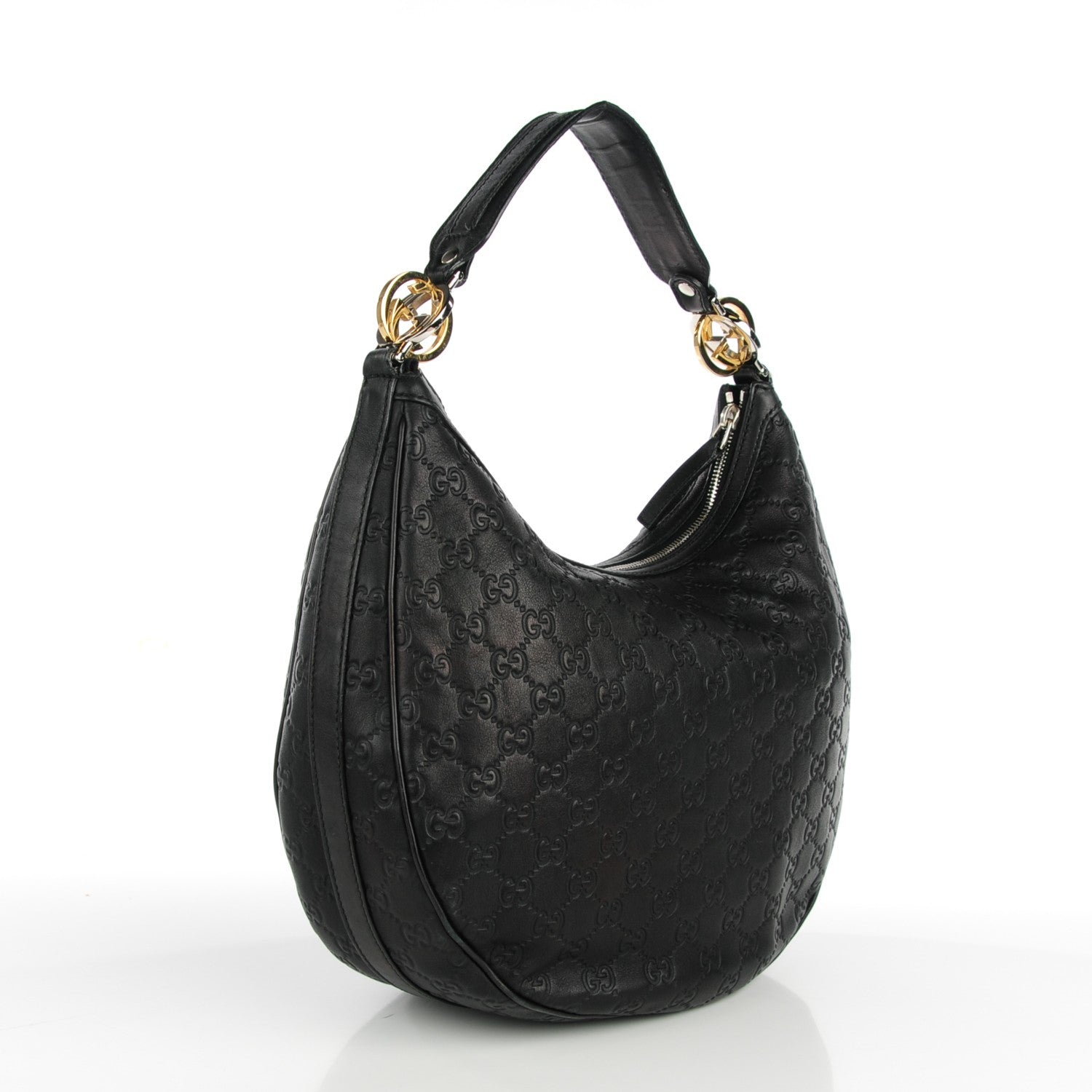 Gucci Guccissima Medium GG Twins Hobo Black 3 of 9