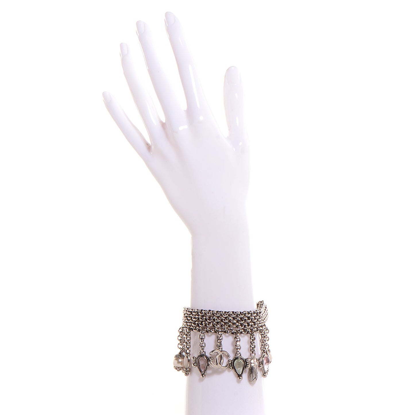 Pearl Gripoix CC Charm Bracelet Silver