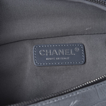Chanel Metallic Calfskin Crocodile Embossed Quilted Easy Trip Waist Bag Fanny Pack Silver 7 of 9