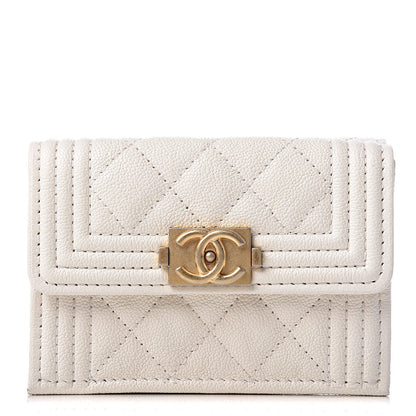 Chanel Caviar Quilted Small Boy Flap Wallet White 1 of 8