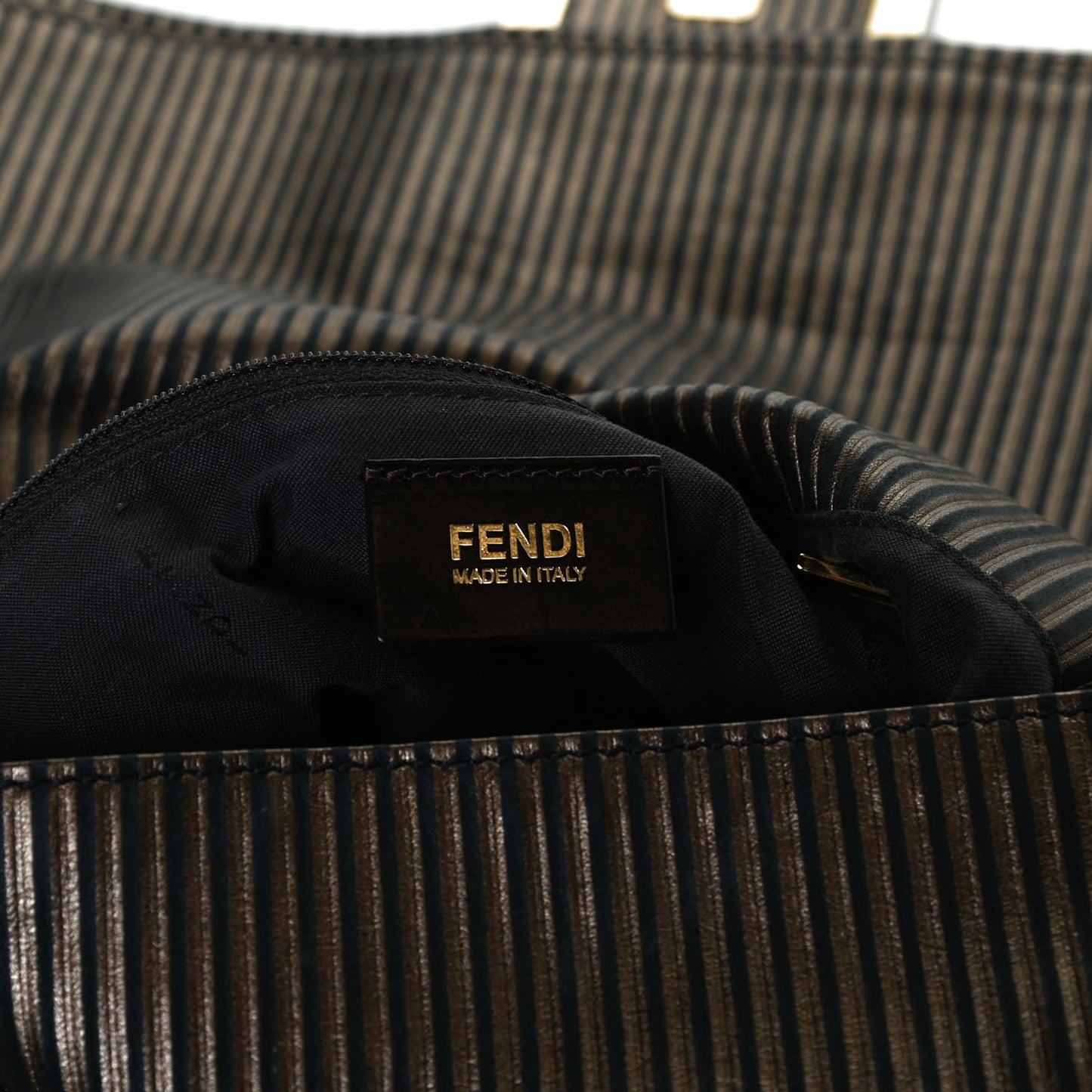 Metallic Nubuck Striped Big Forever Mama Baguette Black Gold