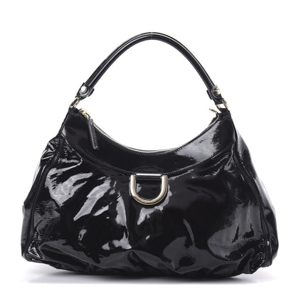 Gucci Patent Large D Gold Ring Hobo Black 1 of 13