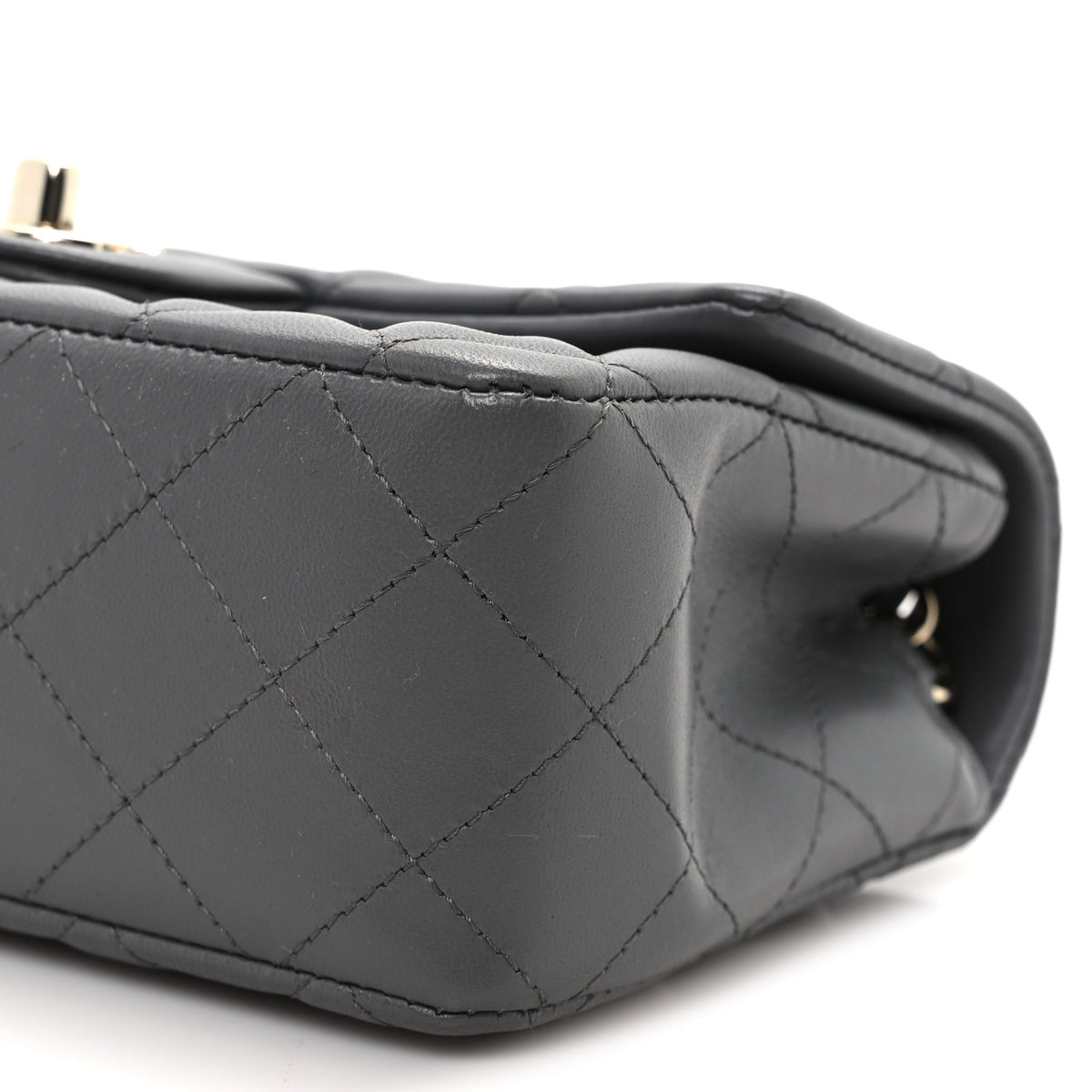 Chanel Lambskin Quilted Mini Rectangular Flap Dark Grey 11 of 12