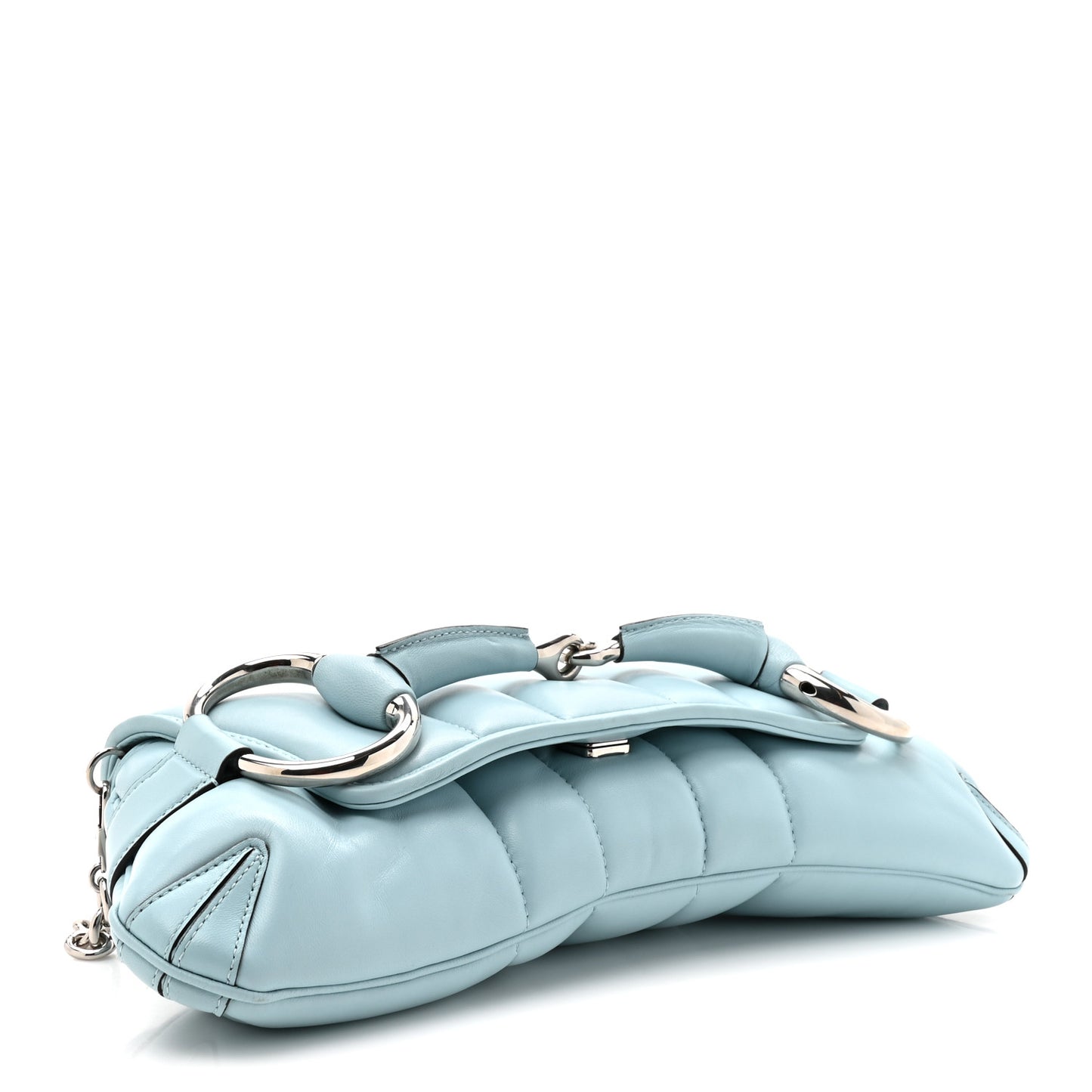 Nappa Vertical Matelasse Medium Maxi Horsebit Chain Shoulder Bag Crystal Snow