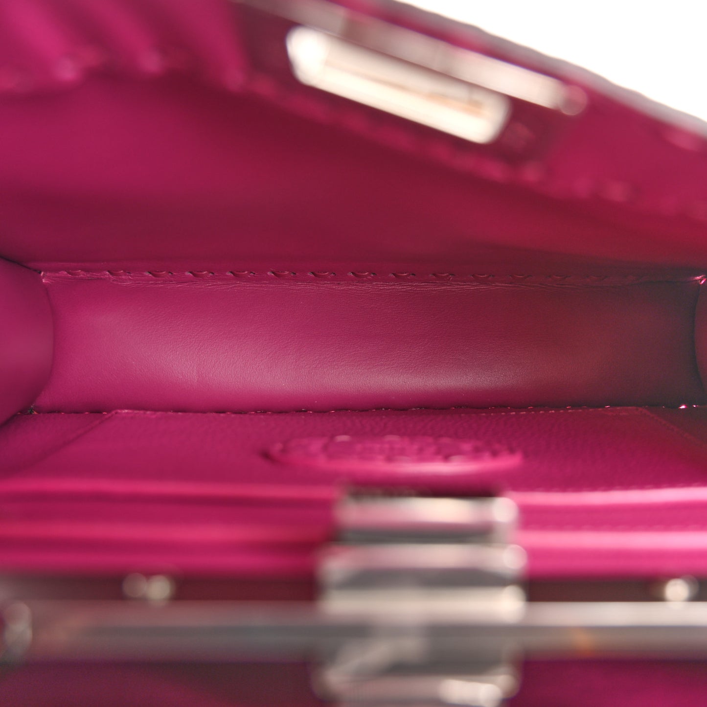 Cuoio Roma Sellerissima Nappa Sintetica Tape Stitch Small Peekaboo I SEE U Satchel Magenta