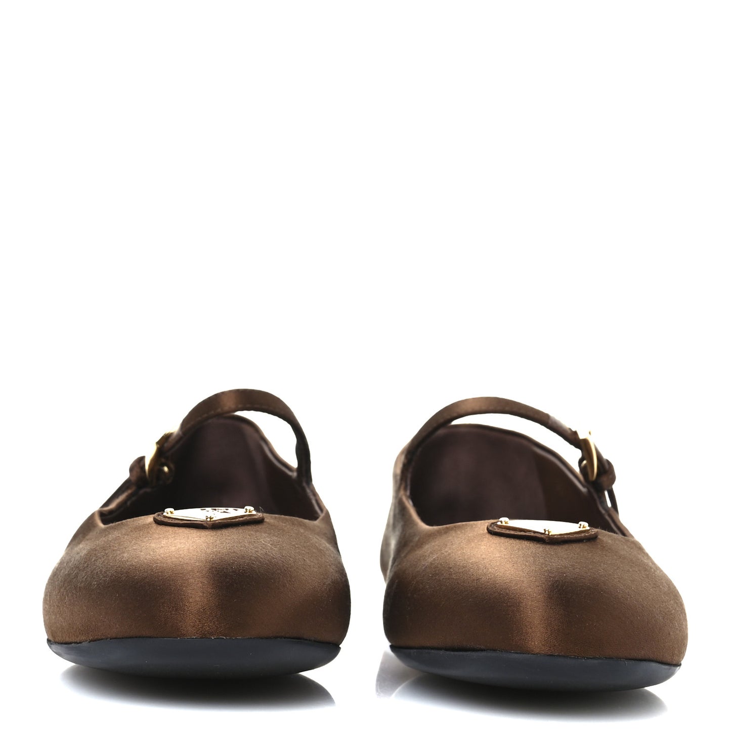 Satin Triangle Ballerina Flats 40 Tabacco
