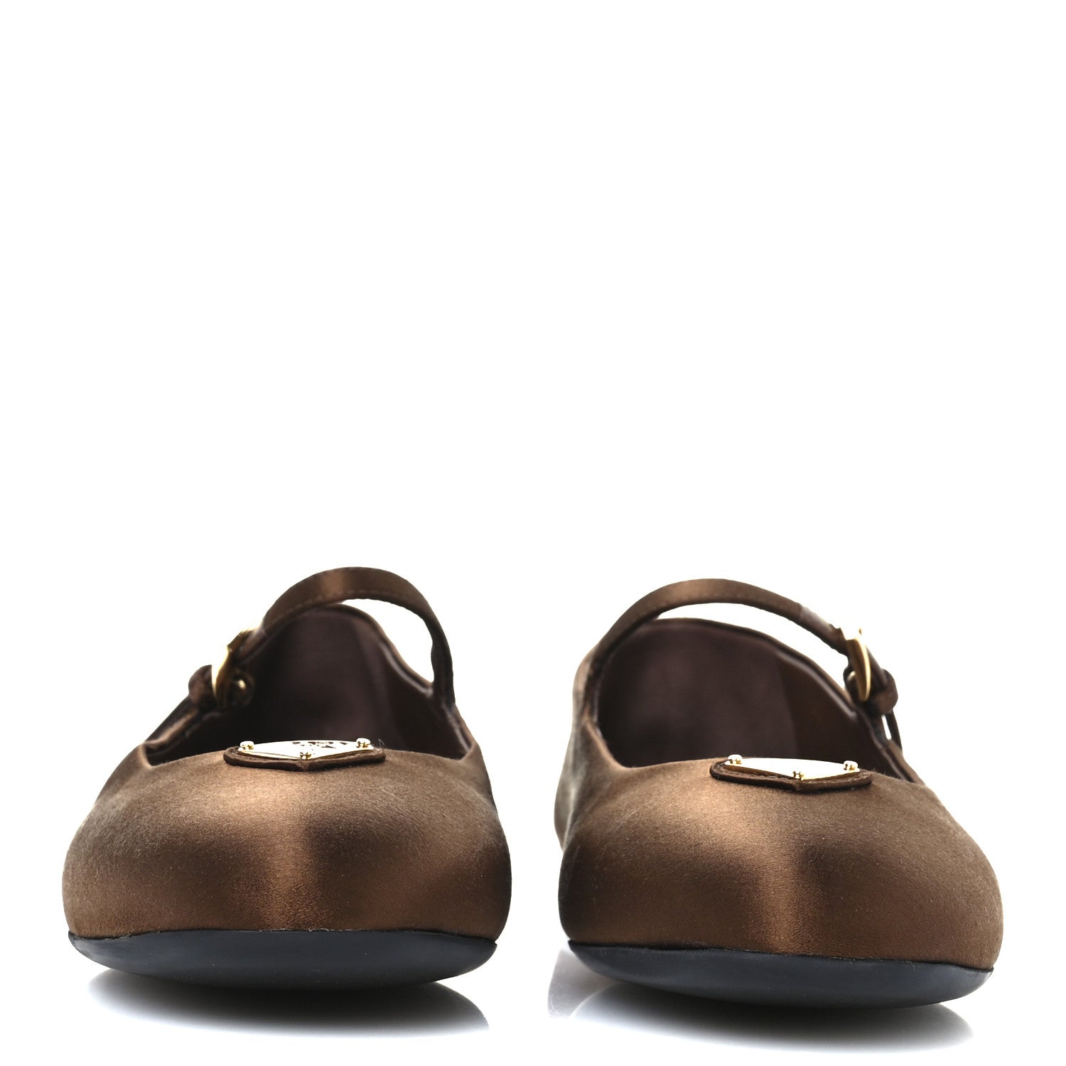 Prada Satin Triangle Ballerina Flats 40 Tabacco 3 of 10