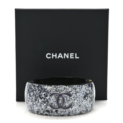 Chanel Resin Glitter CC Cuff Silver 6 of 6