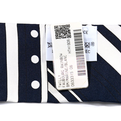 Hermes Silk Faubourg Rainbow Twilly Marine Blanc 4 of 4